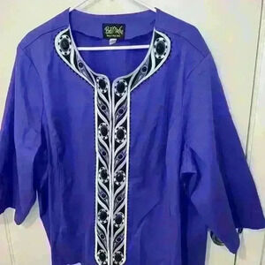Bob Mackie wearable art purple duster jacket with closures and beading‎ sz 3x